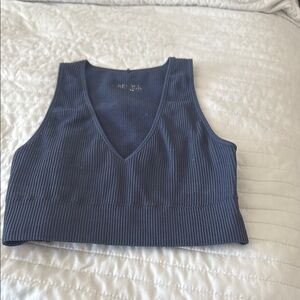Garage Deep Blue Ribbed Tank Top